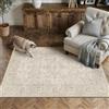 PureCozy Tappeto beige per soggiorno, camera da letto, soggiorno, vintage, lavabile, morbido, a pelo corto, antiscivolo, per sala da pranzo, 120 x 170 cm