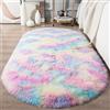 Wxexopowk Tappeto Lungo Shaggy - Tappeto Salotto Moderno Peluche Lavabile, Camera da Letto Morbido Tappetino Antiscivolo Morbido e Soffice,Tappeti Soggiorno Dimensioni(Arcobaleno 60 x 120 cm)