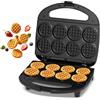 Velya Mini Piastra Per Waffle 8 Pezzi, Rotondi 5 cm, Antiaderente | Macchina Elettrica Per Waffle Con Spie Luminose E Design Compatto