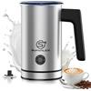 SUPERLEX Montalatte elettrico 4 in 1, in acciaio inox, 300 ml | Design a doppia parete, schiuma di latte calda e fredda, circa 70 °C, spegnimento automatico, per cappuccino