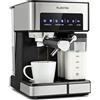 KLARSTEIN Macchina per Espresso 1,8L con Portafiltro e Montalatte, Macchina Caffe Barista da 20 Bar, Serbatoio del Latte da 0,5L, In Acciao Inox per Caffè Latte e Macchiato, 1350W con Montalatte