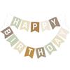 G2PLUS Bandierine Happy Birthday,Striscione Buon Compleanno Pre-Assemblate | Marrone e Verde Salvia Festoni in Carta Premium Grand Format 16×20 cm per Decorazioni Feste di Compleanno