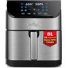 LEHMANN LEHMANN Friggitrice ad Aria XXL 8L con Divisorio Rimovibile, Air Fryer Doppia Zona Flessibile 1800 W, 12 Modalità Intelligenti & 76-200°C, Pannello Digitale, Lavabile in Lavastoviglie