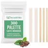 ecodrinks - 300 Palette Caffè Monouso - Bastoncini di Legno di Betulla IDEALI PER CAPPUCCINO, Biodegradabili per Bar e Casa - Ecologiche e Resistenti - Imbustate Singolarmente, 14 cm