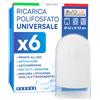 Eurocali Ricarica Polifosfato in Polvere per Caldaie Lavatrici Universale | per Filtro e Dosatori Protezione Anticalcare e Anticorrosiva - 1/2" 4,1x7,3cm - Confezione da 6 Ricariche