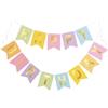 G2PLUS Bandierine Happy Birthday,Striscione Buon Compleanno Pastello Grand | Pre-Assemblate Festoni in Carta Premium Grand Format 16×20 cm per Decorazioni Feste di Compleanno