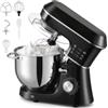 HOMCOM Impastatrice Planetaria con Ciotola Inox 7L 1400W 6 Velocità Pulse | Testa Inclinabile, Professionale Antiscivolo, Gancio Impastare, Frusta, Sbattitore, Paraschizzi, Accessori
