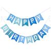 G2PLUS Bandierine Happy Birthday Pre-Assemblate,Festoni Compleanno Blu | Striscione Buon Compleanno in Carta Premium,Grand Format 16×20 cm per Decorazioni Feste di Compleannos
