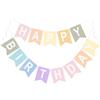G2PLUS Bandierine Happy Birthday,Striscione Buon Compleanno Pastello Chiaro | Pre-Assemblate Festoni in Carta Premium Grand Format 16×20 cm per Decorazioni Feste di Compleanno
