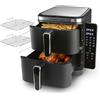GOURMETmaxx FryUp Friggitrice verticale ad aria calda a doppia camera | Friggitrice 10 litri | 4 piatti su 4 livelli | Display touch richiudibile | 32% in più di risparmio di spazio | Calda 2 camere