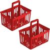 VIRSUS 2 Cestelli Portabottiglie in Plastica 8636, misura 31x22x35 cm, Porta bottiglie 6 Scomparti, con manico per trasporto, Impilabile, per uso quotidiano a casa, ufficio, gita, mare (Rosso) - C