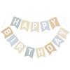 G2PLUS Bandierine Happy Birthday,Striscione Buon Compleanno Pre-Assemblate | Marrone e Azzurro Festoni in Carta Premium Grand Format 16×20 cm per Decorazioni Feste di Compleanno