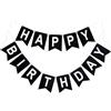G2PLUS Bandierine Happy Birthday,Striscione Buon Compleanno Nero Grand | Pre-Assemblate Festoni in Carta Premium Grand Format 16×20 cm per Decorazioni Feste di Compleanno