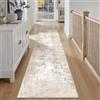 HUGEAR Tappeto Corridoio Lungo 80x300cm Beige Grigio | Lavabile in Lavatrice, Antiscivolo, Astratto, Naturale, Pelo Corto, Cucina, Cameretta, Scendiletto