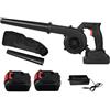 Mediawave Store - Soffiatore/Aspiratore Cordless GFJ-21A 42V Li-Ion, 2 Batterie Potenti e Ricaricabili. Leggero, per Foglie, Giardino, Polvere e Pulizia Veloce