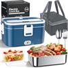 AOKBON Scaldavivande Elettrico Portatile 120W 1.8L per Auto Camion e Ufficio | Lunch Box Termico 3 in 1(12V/24V/240V), Contenitore In Acciaio Inox, Porta Pranzo con Borsa Forchetta e Cucchiaio