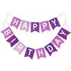 G2PLUS Bandierine Happy Birthday Pre-Assemblate,Festoni Compleanno Violetta | Striscione Buon Compleanno in Carta Premium,Grand Format 16×20 cm per Decorazioni Feste di Compleannos