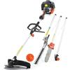 FUXTEC Decespugliatore Multifunzione a scoppio MT152E - 5in1 Motore Benzina | Tagliasiepi - Motosega potatura non regolabile - Tagliabordi - Prolunga asta 1m - Avvio rapido - Impugnatura comfort