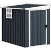 Outsunny Casetta da Giardino 2.6m² Finestra Trasparenti Grigio Scuro | Acciaio Zincato, 2 Prese d'Aria, Capanno Porta Attrezzi, Tetto Inclinato, Porta Bloccabile, Impermeabile, Anti UV