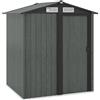 Outsunny Casetta da Giardino 1.7m² con Kit Fondazione Grigio Effetto Legno | Acciaio Zincato, Capanno da Giardino Porta Attrezzi, Tetto Inclinato, 4 Prese d'Aria, Porta Scorrevole