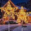 Joycome Stella di Natale Luminosa 2 Pezzi 75 LED Luci Natale Esterno Solare | Impermeabile Metallo Stella Luminosa da Esterno, 8 Modalità Stelle Luci Solari, Decorazioni Natalizie per Esterno Giardino