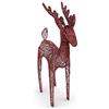 Avilia Renna Luminosa 90 cm Glitter con LED, Trama a Rombo, Rossa | Decorazione natalizia in vimini con luce calda statica, a batterie senza cavi, struttura in ferro