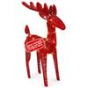 Avilia Renna Luminosa 90 cm Glitter con LED, Trama Intrecciata, Rossa | Decorazione natalizia in vimini con luce calda statica, a batterie senza cavi, struttura in ferro