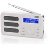 August MB225 Radio portatile DAB/DAB+/FM, doppia sveglia, timer sleep, RDS | Radio digitale piccola con 40 preset, stereo/mono, jack cuffie, snooze, ricaricabile, per anziani, camera e outdoor - Bianco