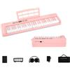 KOMFOTTEU Pianoforte digitale a 61 tasti, pieghevole, colore: rosa | Tastiera pianoforte con cuffie, pedale, leggio musicale, 128 suoni e ritmi, con custodia