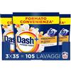 Dash Power Pods Detersivo Lavatrice In Capsule, 105 Lavaggi(3x35), Freschezza Di Lenor, Oro e Fiori di Vaniglia, Freschezza che dura 7 Giorni, Pulizia Impeccabile