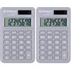 Donau Tech - Calcolatrice a 8 cifre, 9,7 x 6 x 1 cm, colore: Grigio/calcolatrice con display a 8 cifre/Dual Power Solar - funzionamento a batteria/design compatto (Confezione da 2)