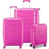 RV Roncato RONCATO SKYLINE 2.0 Set 3 Valigie Trolley | Grande, Medio e Cabina | Rigido, 4 ruote, Espandibile con zip - Magenta