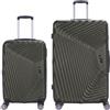 EZZYROL Valigia rigida in ABS leggera a 4 ruote con serratura a combinazione TSA, cabina media, grande, XXL, trolley da viaggio rigido e set, Verde militare, set da 2, Valigia