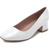 MISSCAI Scarpe col Tacco Donna Décolleté Punta Quadrata Tacco Blocco 5 cm | Eleganti con punta quadrata, finitura lucida effetto vernice, ideale per cerimonia, matrimonio, ufficio e uso quotidiano