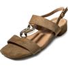 MISSCAI Sandali Donna Eleganti con Tacco Basso 3.5 cm Sandali Estivi Effetto Camoscio con Strass Punta Aperta Cinturino alla Caviglia con Fibbia Tacco Largo Comodo per Cerimonia e Sera