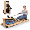 Aeriflo Vogatore Pieghevole per Casa, ad Acqua, in Legno di Bambù | Vogatore professionale con Bluetooth e Kinomap, monitor LCD, supporto tablet, silenzioso e allenamento total body