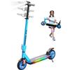 RCB R12 PRO Monopattino Elettrico per Bambini 6+ Anni, Max 16Km/h & 15 km,Manubrio Regolabile, Luce Arcobaleno, 7" Pieghevole E-Scooter,Display a LED, Regalo per Bambini