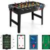 HOMASIS 4 in 1 Tavolo Multigioco con Calcio Balilla, Biliardo, Hockey e Ping Pong, Tavolo da Gioco in Legno per Bambini e Adulti con Accessori, Calcetto da per Casa, Bar, Ufficio