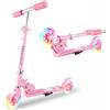 Himimi Monopattino per bambini 3-8, design pieghevole, barra a T in alluminio leggero a 3 livelli da 71,1 cm a 80,3 cm, ruote in poliuretano lisce e silenziose, sicuro da inclinare a sterzo, regalo di