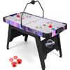 HOMASIS Tavolo da Gioco Air Hockey per Bambini e Adulti | Tabellone Segnapunti LED, 2 Aste e Dischetti, Pedali Regolabili, Tavolo da Hockey per Famiglia, Bar, Casa, Ufficio