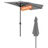 Avilia Ombrellone da Giardino a Mezzaluna Grigio 2,7x2,3m | Con Manovella e Soffietto Antivento, da Parete, in Alluminio e Poliestere per Esterni