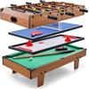 COSTWAY Tavolo Multigioco, Gioco Multifunzione 4 in 1-Calcio Balilla, Tavolo da Biliardo, Ping Pong, Air Hockey, Calcetto Multigioco per Adulti e Bambini, Casa Feste Bar (Nturale)