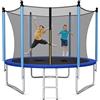 COSTWAY Tappeto Elastico per Bambini 244/305/366/427cm Certificato GS, Trampolino Elastico da Interno ed Esterno con Rete, Tubi Galvanizzati Antiruggine e Scala