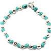 Spadarella Gioielli Spadarella spadino bracciale con pepite in argento 925 di diametro 6 mm e cotone nautico turchese.Fatto a mano.Unisex.Lunghezza 19cm.