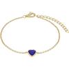 AMOR - Bracciale da Donna in Argento 925 - Placcato Oro/Dorato - con Lapislazzuli - Ciondolo a Cuore - AMR-B0011