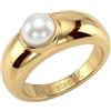NOELANI Anello da donna in acciaio inox, placcato oro/oro, con perla