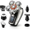 Sjpzwcrl Rasoio elettrico per testa calva uomo: Magnetico 6D,Display digitale,6 in 1 | Ricaricabile USB Type C, kit di grooming, tagliacapelli