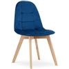 NMK HOME Sedia Velluto Imbottita Ergonomica Blu Velluto 1pz | tessuto velluto, ergonomica, sala da pranzo, comfort, gambe legno