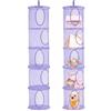Zyluniy 2 cestini portaoggetti da appendere, 5 ripiani pieghevoli | Scaffale da appendere per animali di peluche, rete portaoggetti da appendere per giocattoli, piccoli vestiti (viola)