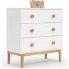 IDMarket - Cassettiera a 3 cassetti per bambini JACOB 80 cm in bianco e legno